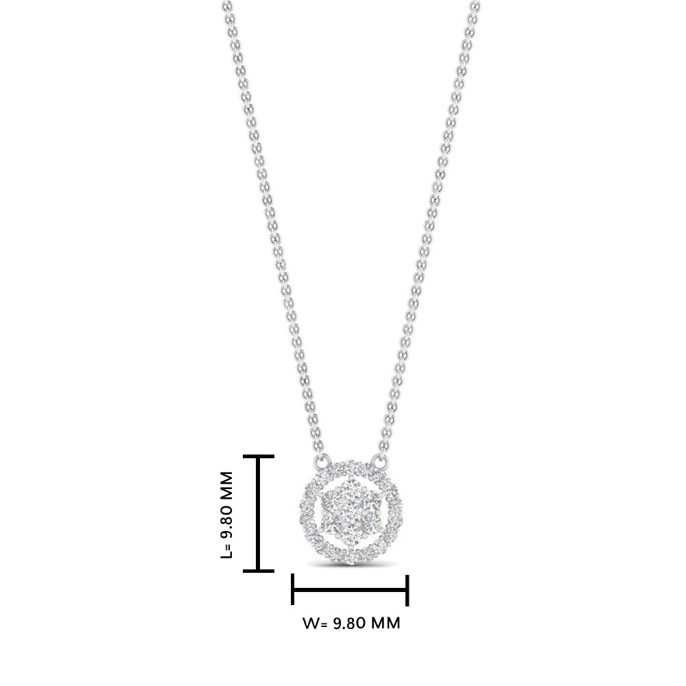 Daisy Pendant With Lab Grown Halo Diamond 14K Gold