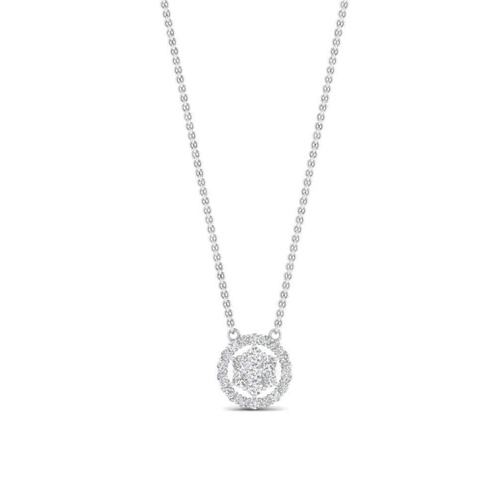 Daisy Pendant With Lab Grown Halo Diamond 14K Gold