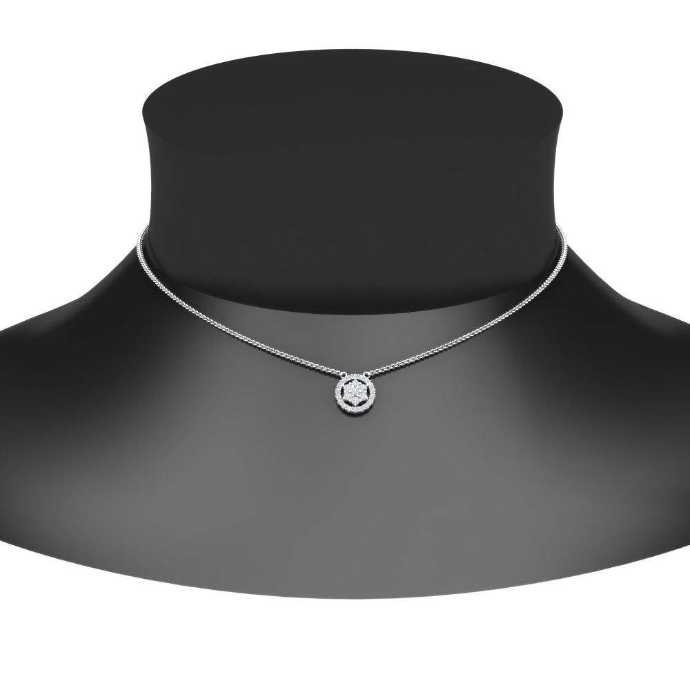 Daisy Pendant With Lab Grown Halo Diamond 14K Gold
