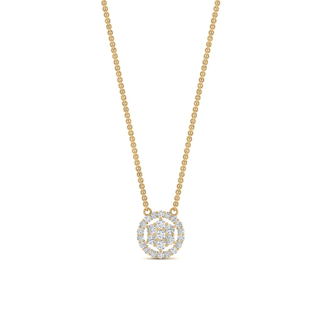 Daisy Pendant With Lab Grown Halo Diamond 14K Gold