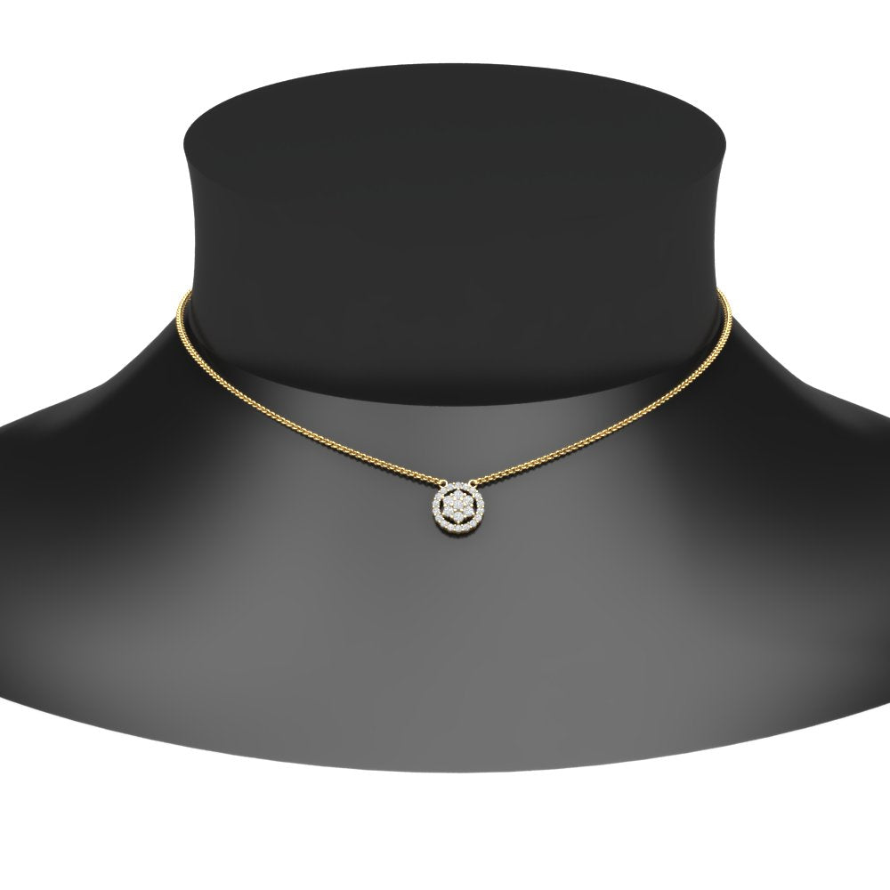 Daisy Pendant With Lab Grown Halo Diamond 14K Gold