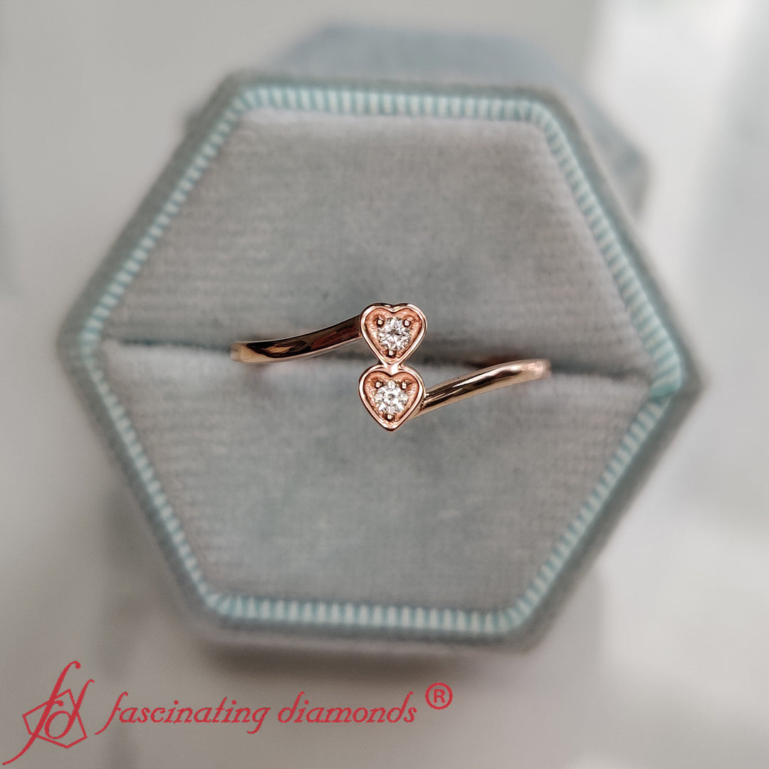 2 Stone Crossover Lab Diamond Promise Ring