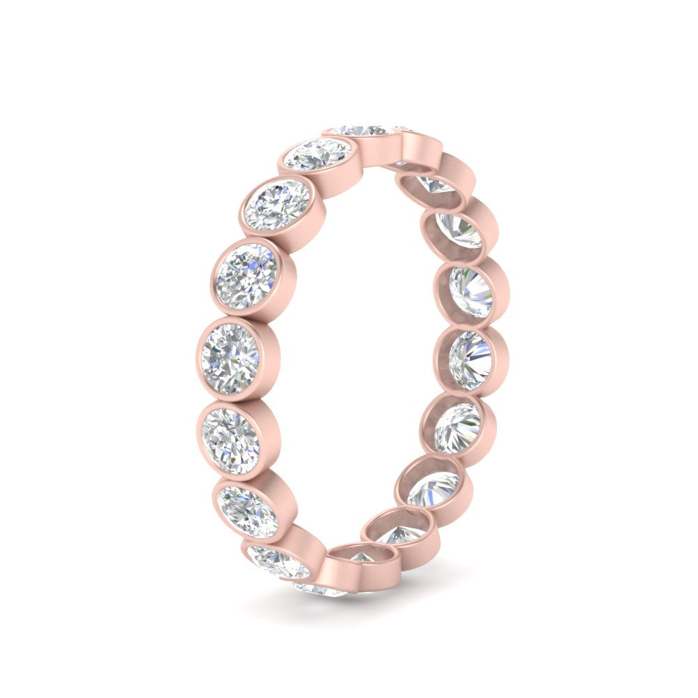 Bezel Lab Diamond Rount Cut Eternity Women Ring In 14K Rose Gold | Cuts & Carat
