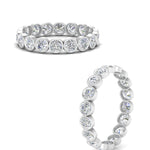Load image into Gallery viewer, Bezel Lab Diamond Rount Cut Eternity Women Ring In 14K White Gold | Cuts &amp; Carat
