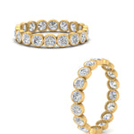 Load image into Gallery viewer, Bezel Lab Diamond Rount Cut Eternity Women Ring In 14K Yellow Gold | Cuts &amp; Carat
