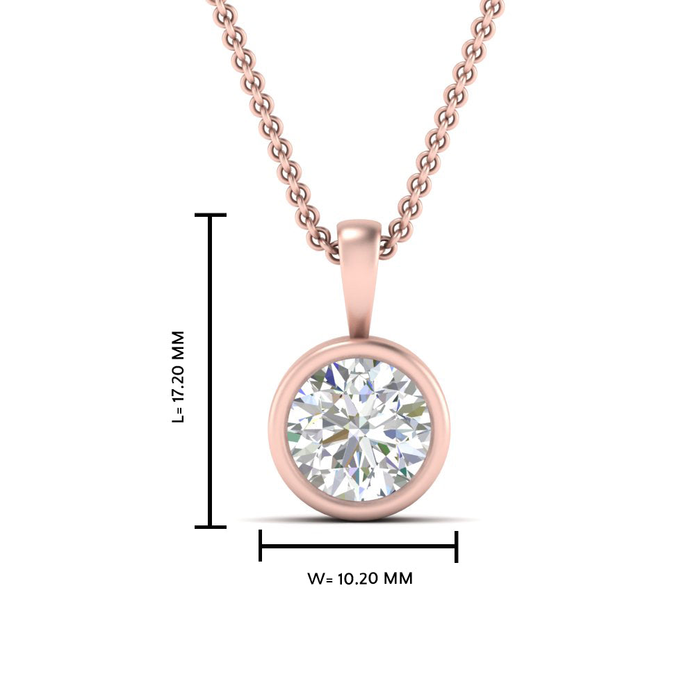Round Lab Diamond Bezel Solitaire Pendant For Women