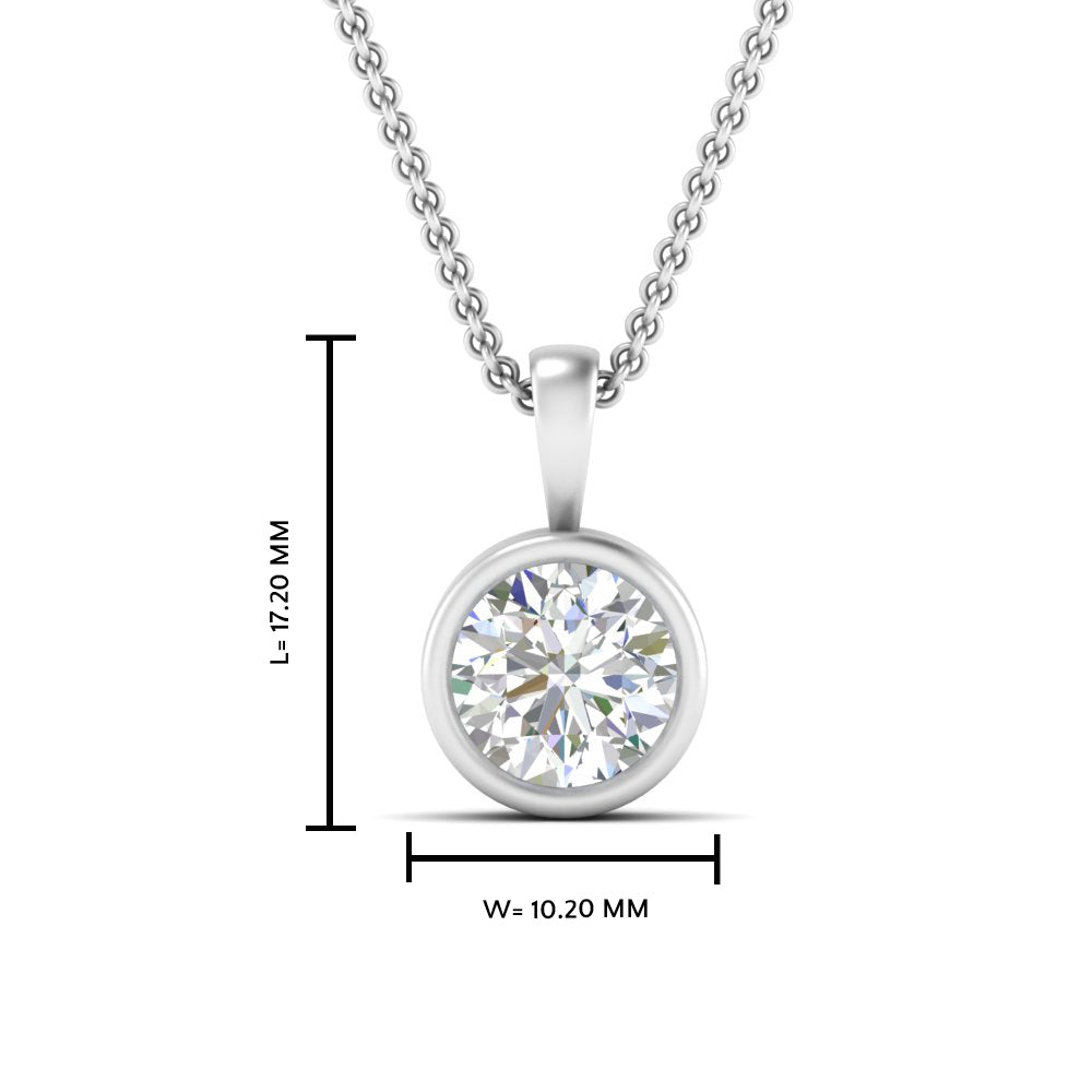 Round Lab Diamond Bezel Solitaire Pendant For Women