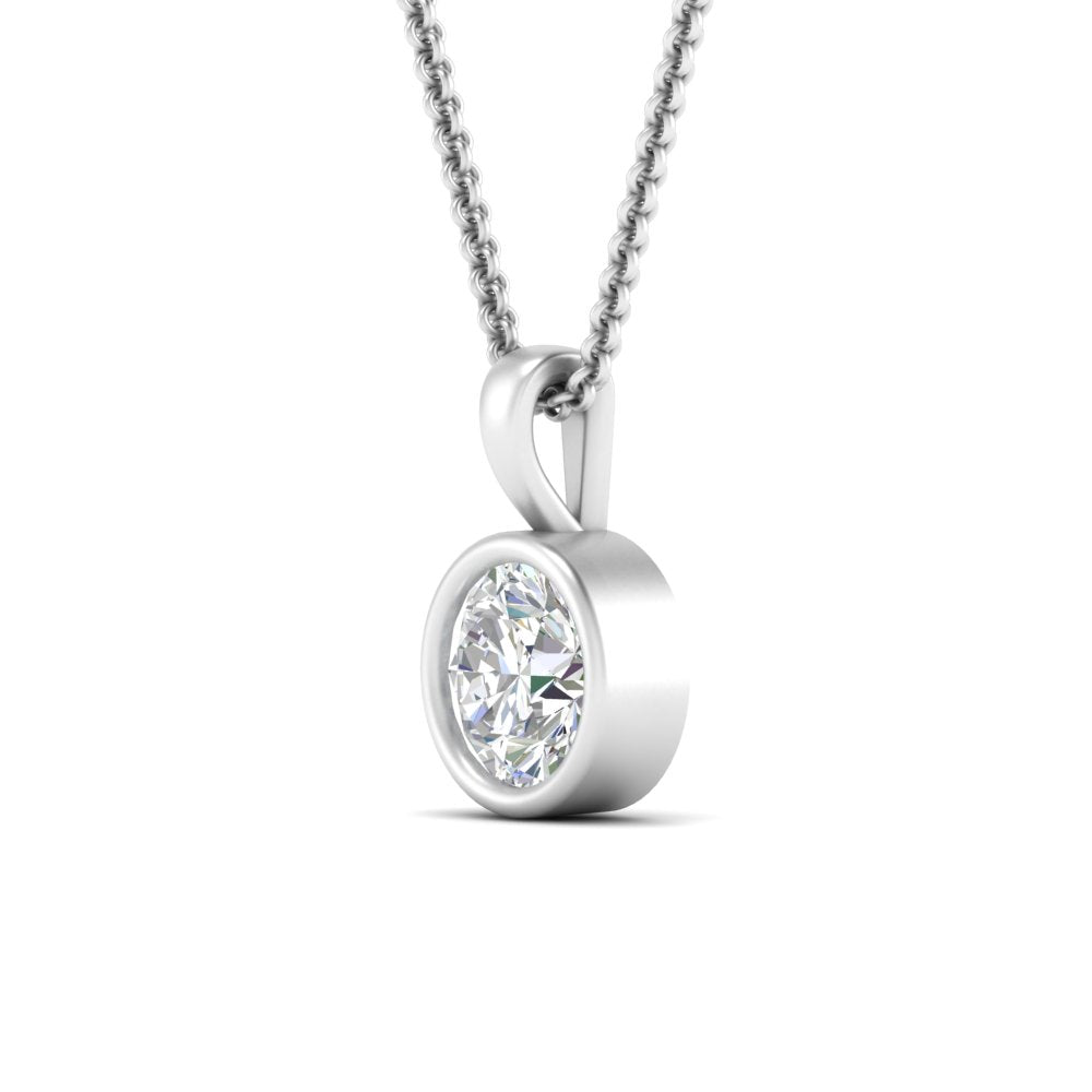 Round Lab Diamond Bezel Solitaire Pendant For Women