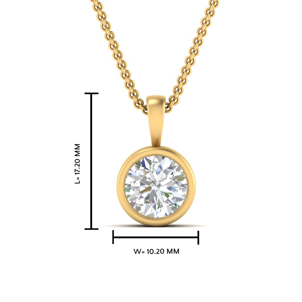 Round Lab Diamond Bezel Solitaire Pendant For Women