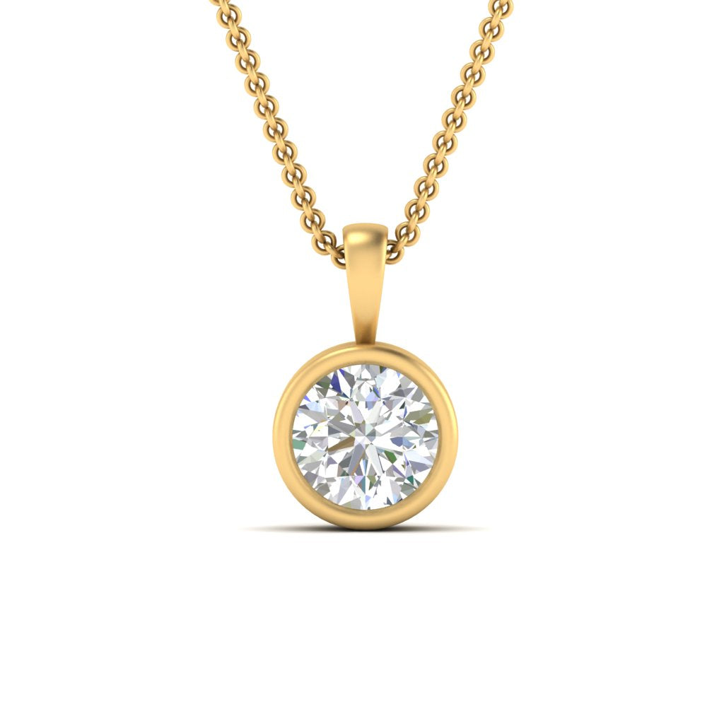 Round Lab Diamond Bezel Solitaire Pendant For Women