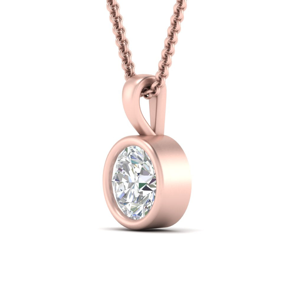 Round Lab Diamond Bezel Solitaire Pendant For Women