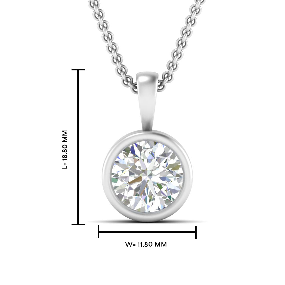 Round Lab Diamond Bezel Solitaire Pendant For Women