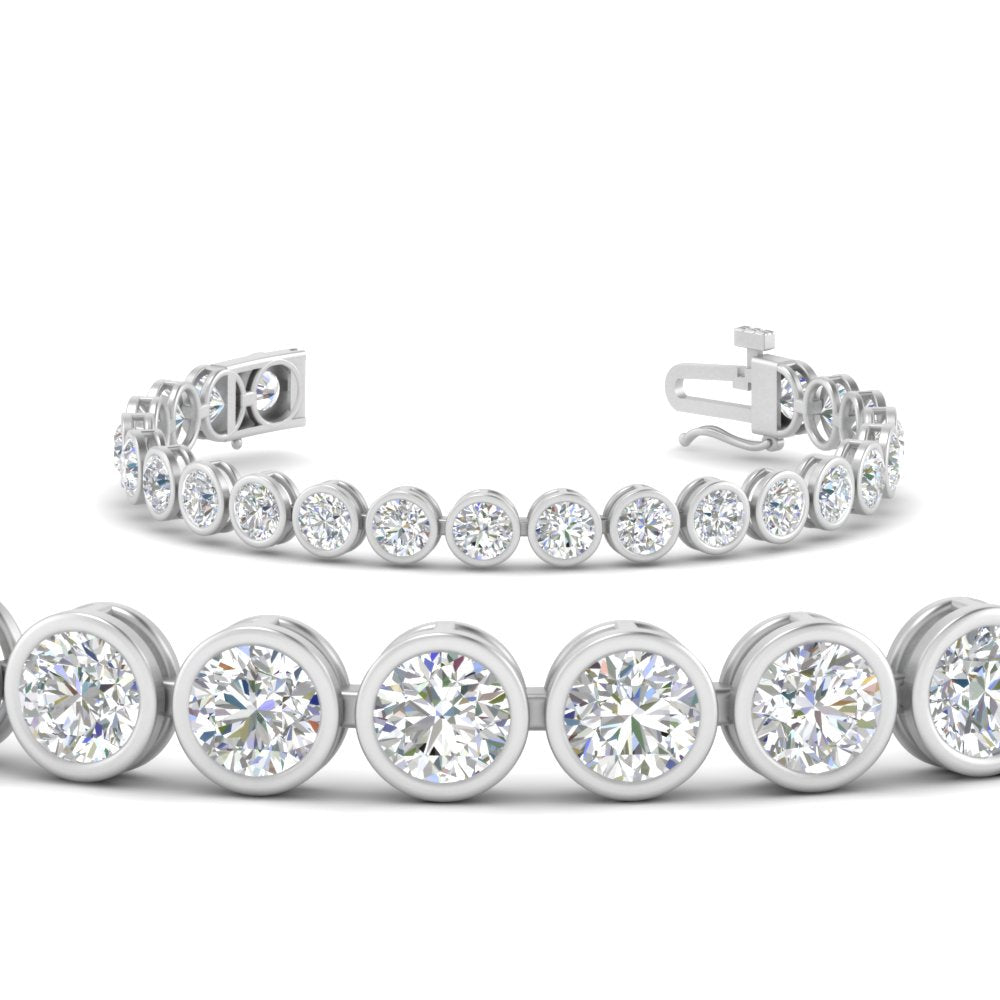 Round Lab Diamond Bezel Set Tennis Bracelet