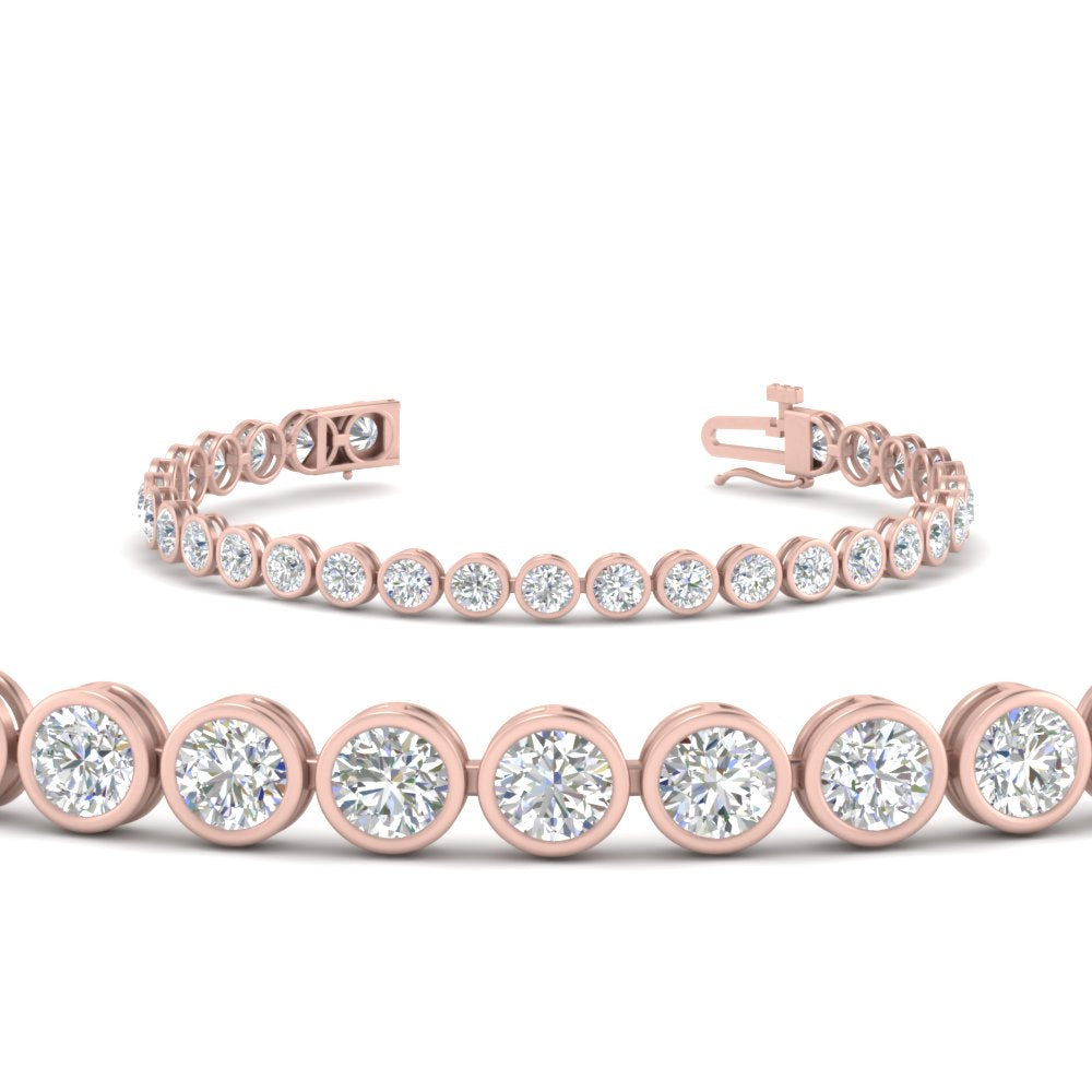 Round Lab Diamond Bezel Set Tennis Bracelet