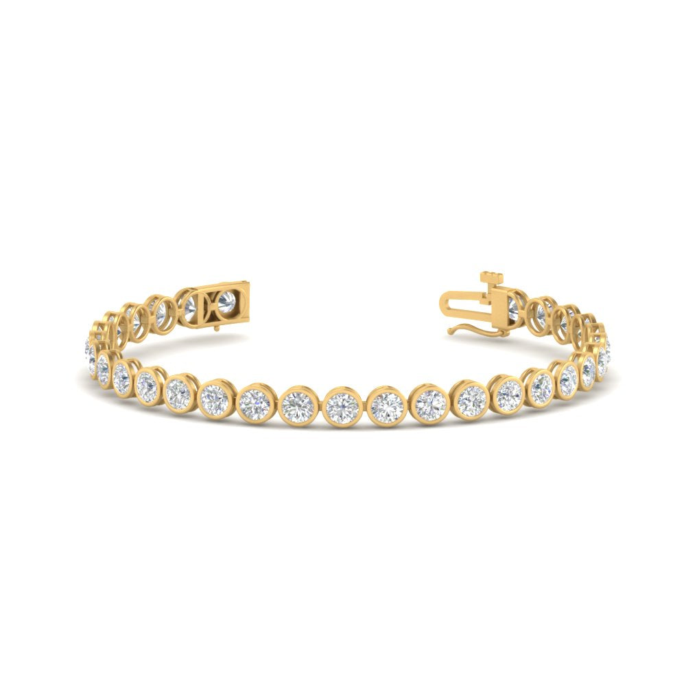 Round Lab Diamond Bezel Set Tennis Bracelet