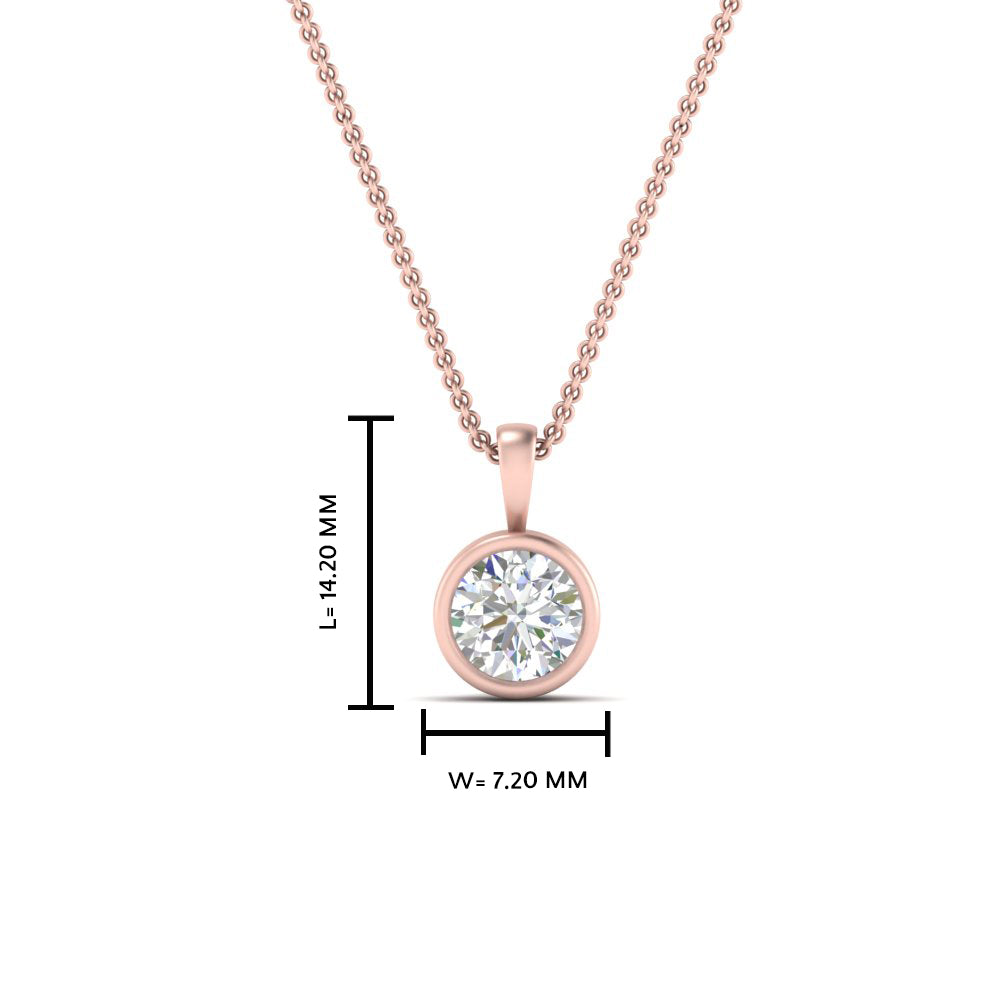 Round Lab Diamond Bezel Solitaire Pendant For Women