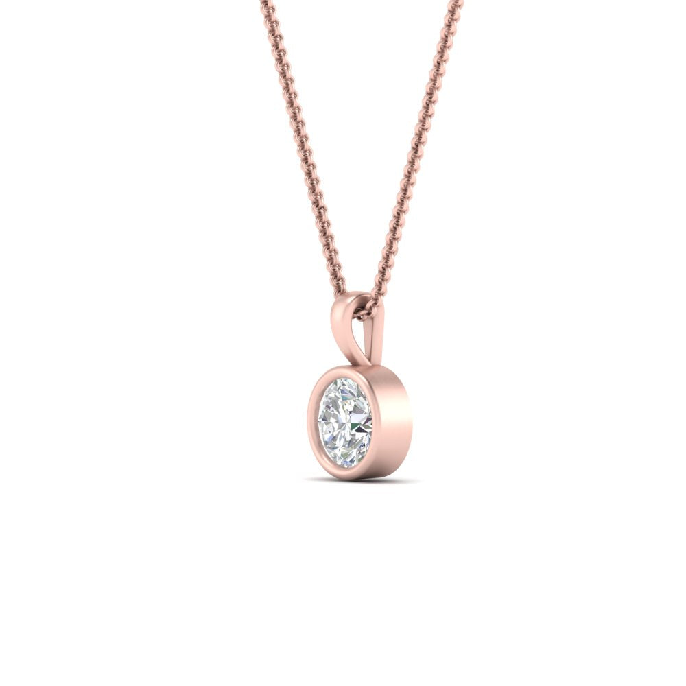 Round Lab Diamond Bezel Solitaire Pendant For Women