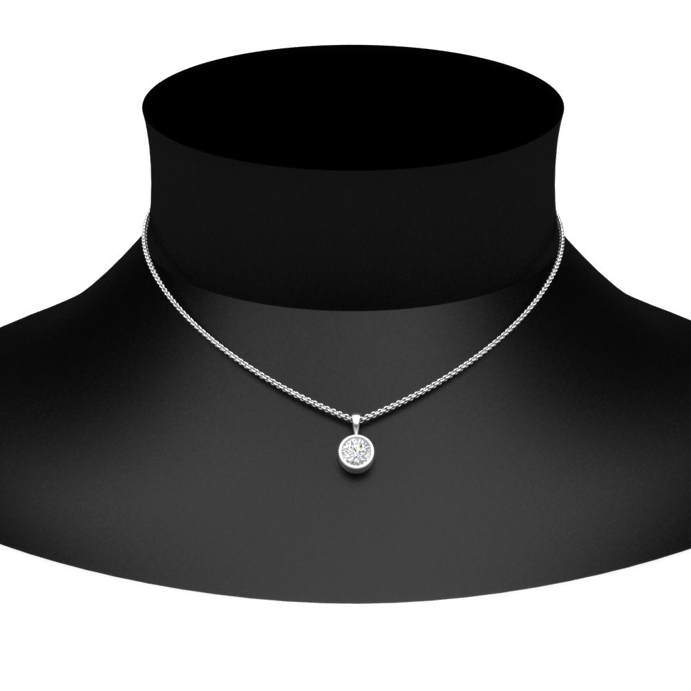 Round Lab Diamond Bezel Solitaire Pendant For Women