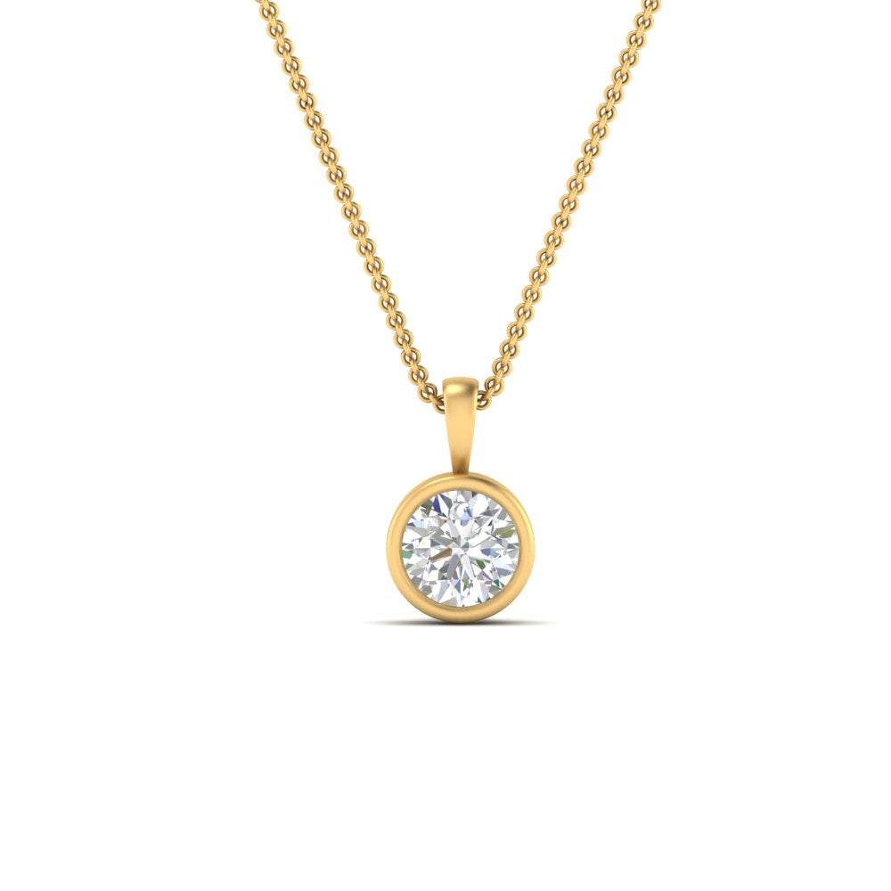 Round Lab Diamond Bezel Solitaire Pendant For Women