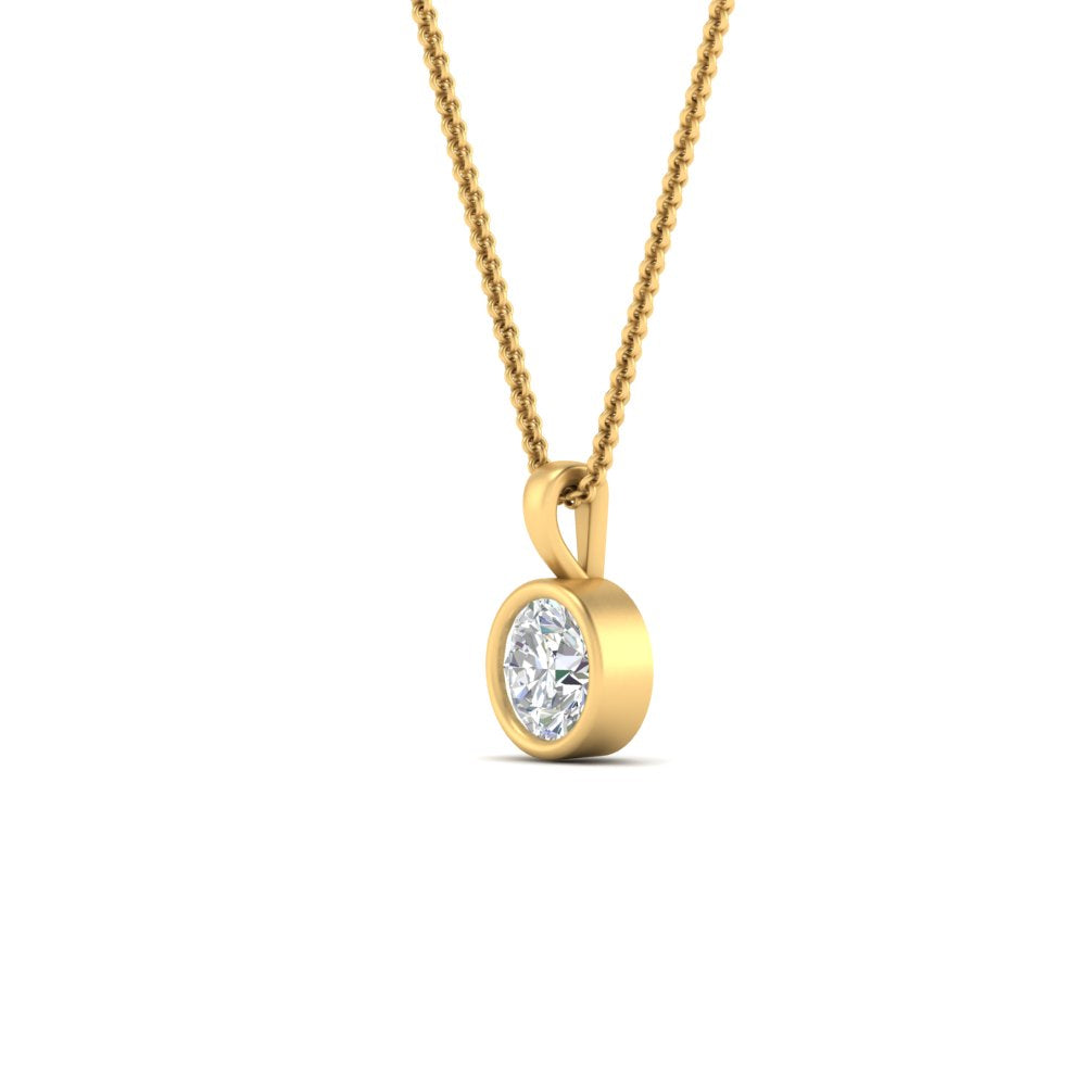 Round Lab Diamond Bezel Solitaire Pendant For Women