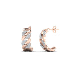 Load image into Gallery viewer, 1/4 Carat Round Cut Lab Diamond Cuban Link Women Hoop Earrings 14K Gold
