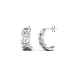 Load image into Gallery viewer, 1/4 Carat Round Cut Lab Diamond Cuban Link Women Hoop Earrings 14K Gold
