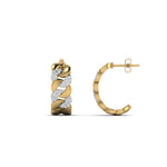Load image into Gallery viewer, 1/4 Carat Round Cut Lab Diamond Cuban Link Women Hoop Earrings 14K Gold

