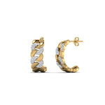 Load image into Gallery viewer, 1/4 Carat Round Cut Lab Diamond Cuban Link Women Hoop Earrings 14K Gold
