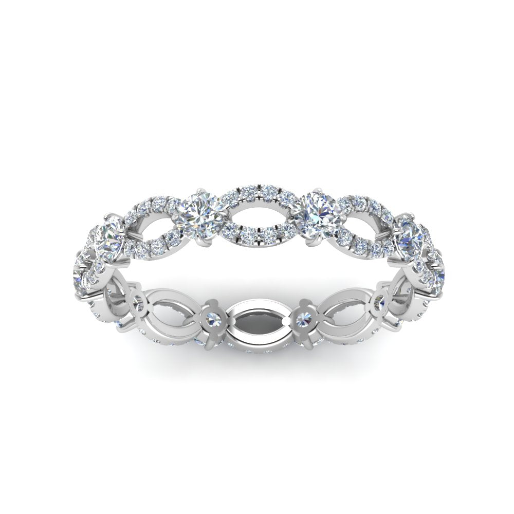 1.50 Ctw Lab Grown Diamond Eternity Ring For Womens In 14K White Gold | Cuts & Carat