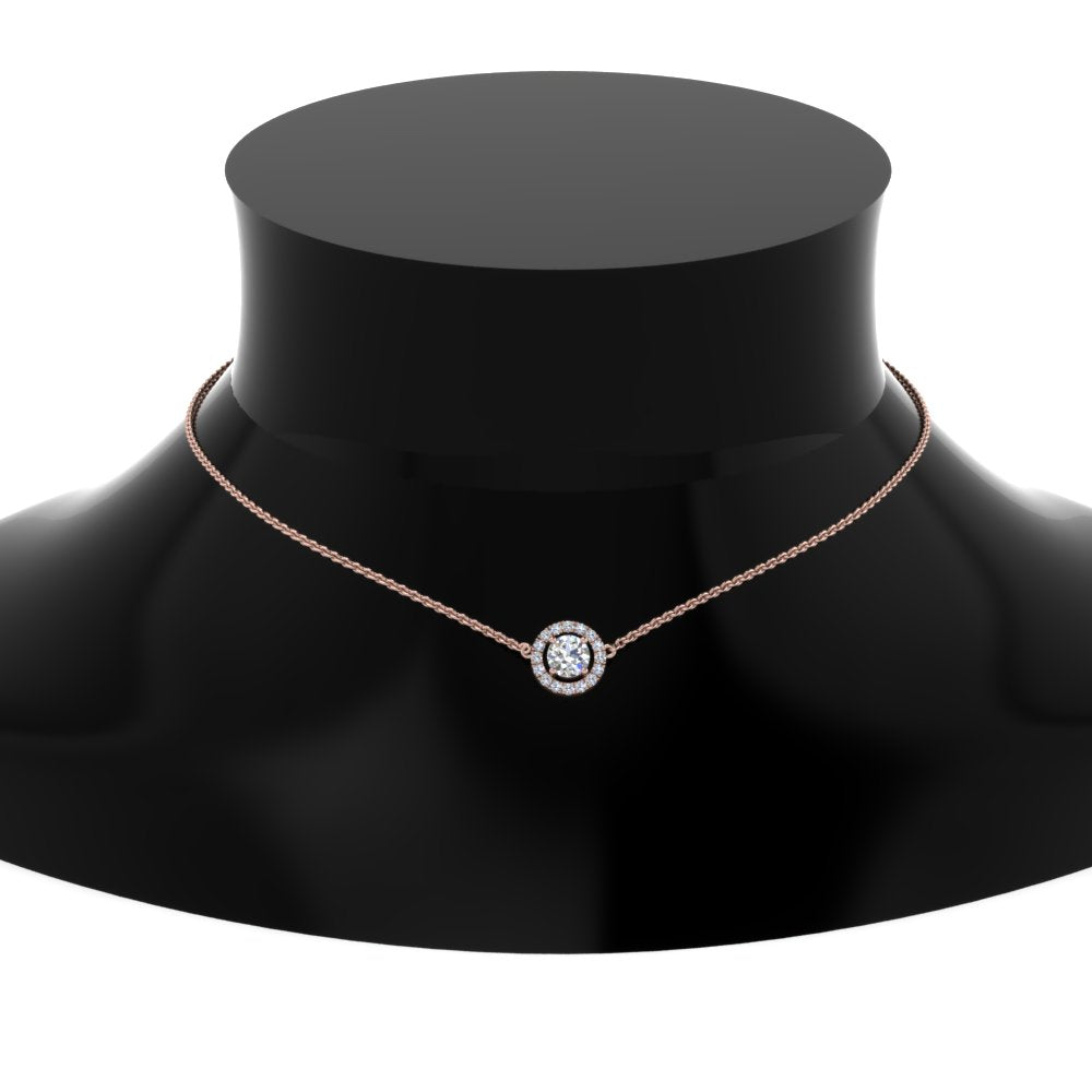 0.50 Ctw Lab Diamond Halo Pendant Necklace For Women