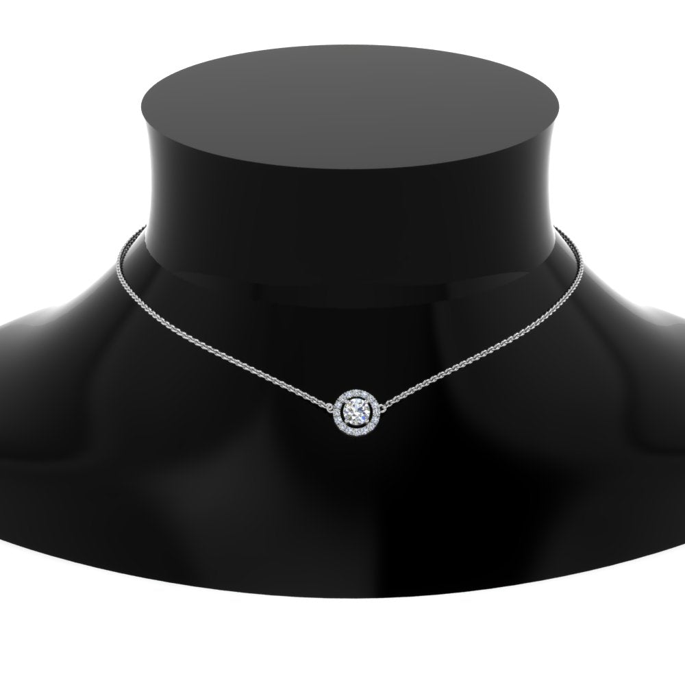 0.50 Ctw Lab Diamond Halo Pendant Necklace For Women