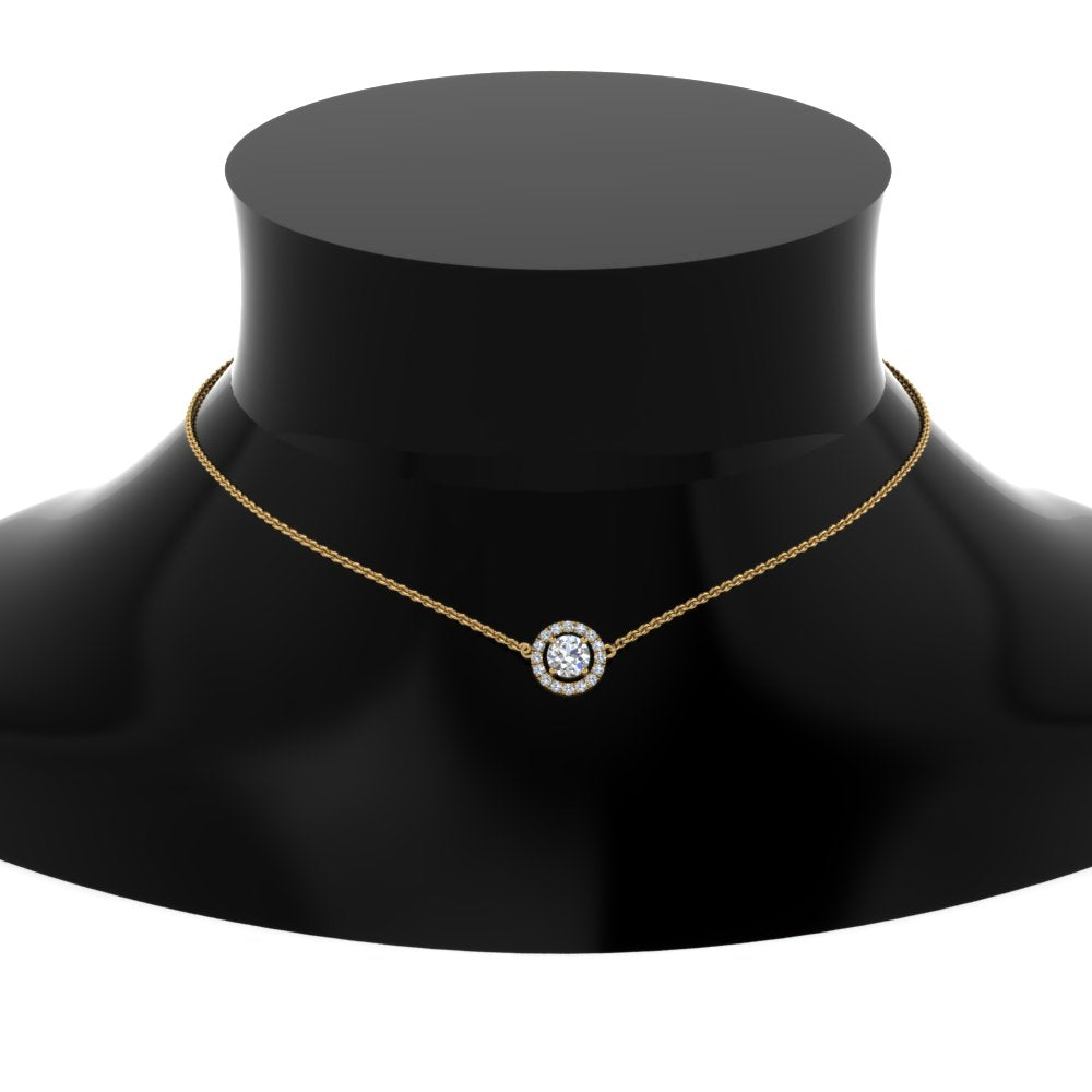 0.50 Ctw Lab Diamond Halo Pendant Necklace For Women