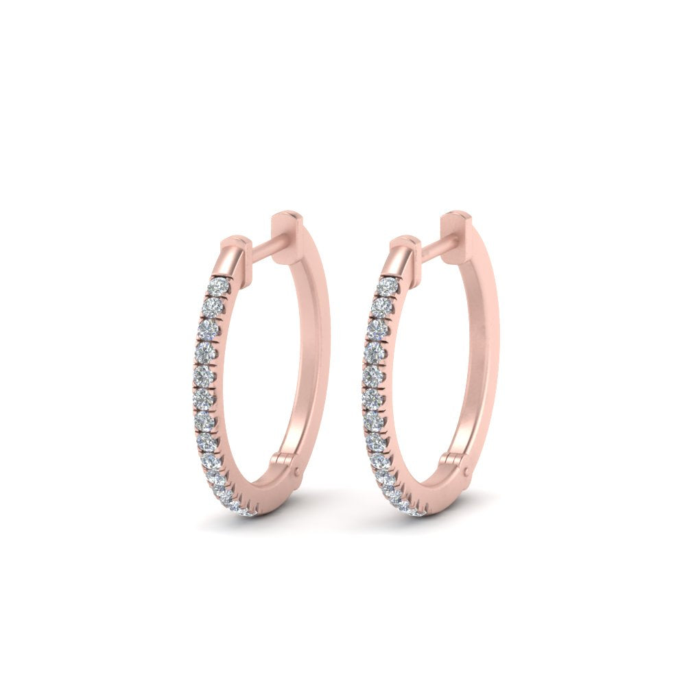 Round Cut Lab Diamond Huggie Earring for Women In 14K Rose Gold | Cuts & Carat
