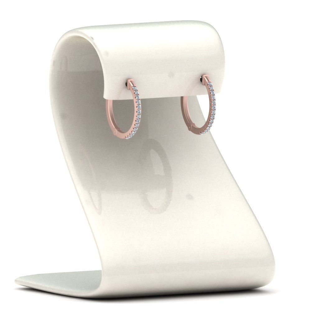 Round Cut Lab Diamond Huggie Earring for Women In 14K Rose Gold | Cuts & Carat