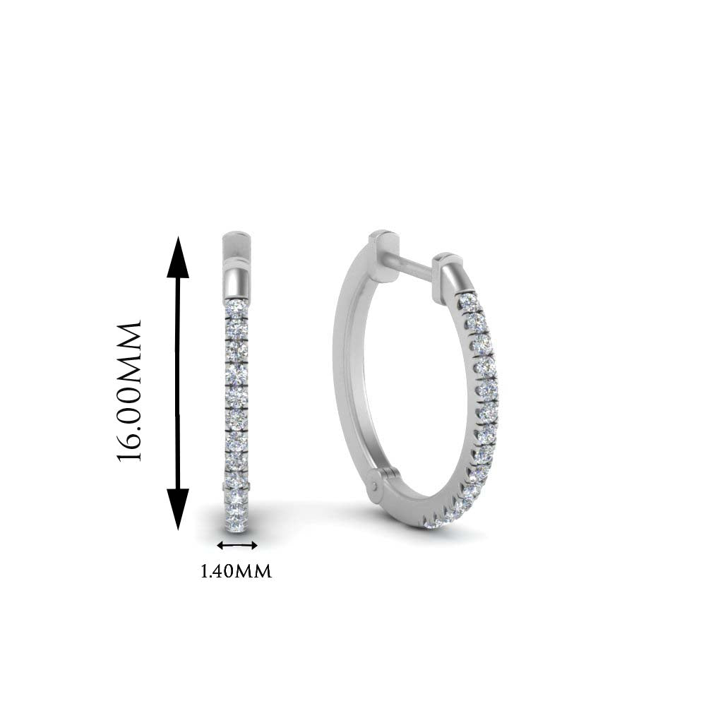 Round Cut Lab Diamond Huggie Earring for Women In 14K White Gold | Cuts & Carat