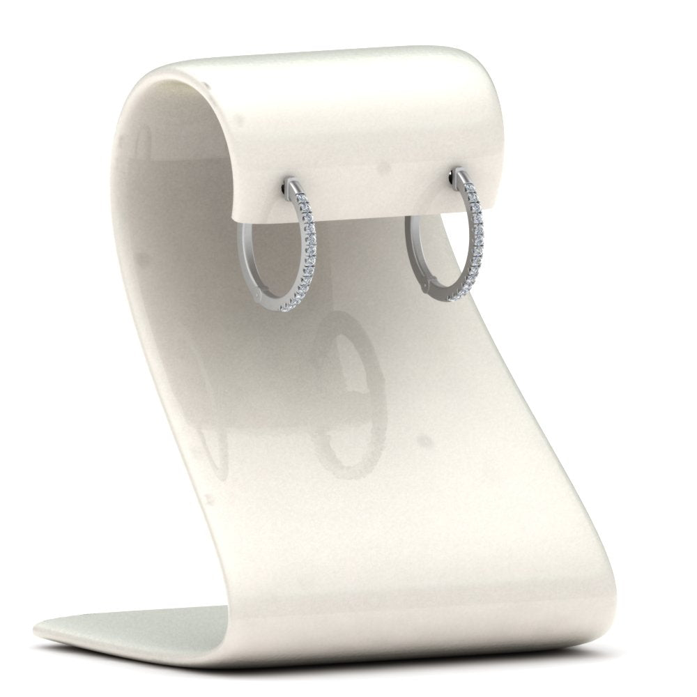 Round Cut Lab Diamond Huggie Earring for Women In 14K White Gold | Cuts & Carat