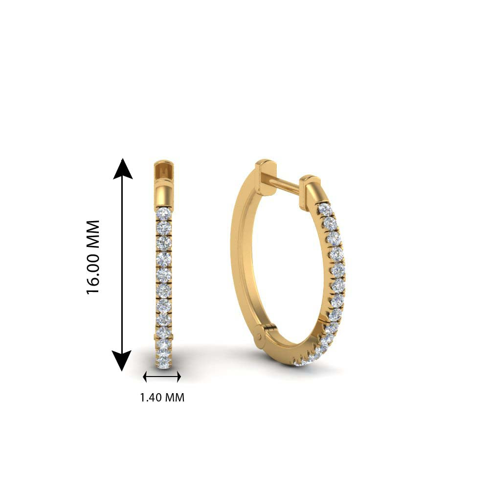 Round Cut Lab Diamond Huggie Earring for Women In 14K Yellow Gold | Cuts & Carat