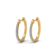 Round Cut Lab Diamond Huggie Earring for Women In 14K Yellow Gold | Cuts & Carat
