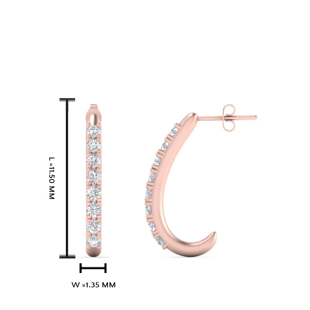 1/5 Carat Round Cut Lab Diamond J Hoop Small Earring 14K Gold