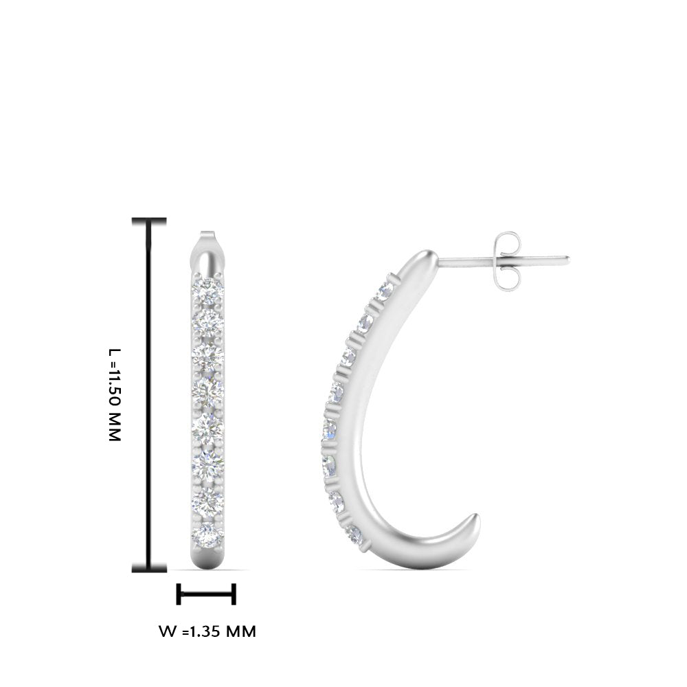 1/5 Carat Round Cut Lab Diamond J Hoop Small Earring 14K Gold