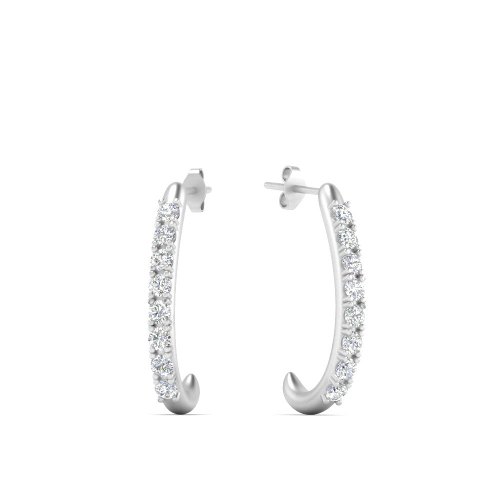 1/5 Carat Round Cut Lab Diamond J Hoop Small Earring 14K Gold
