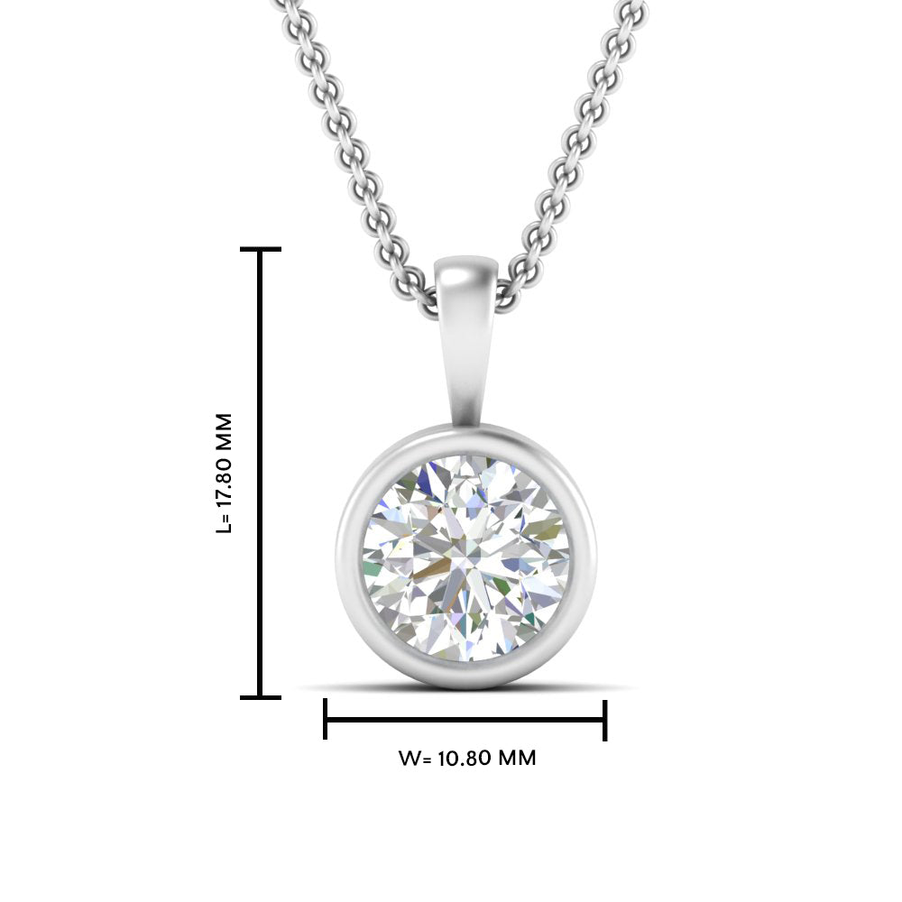 Round Lab Diamond Bezel Solitaire Pendant For Women