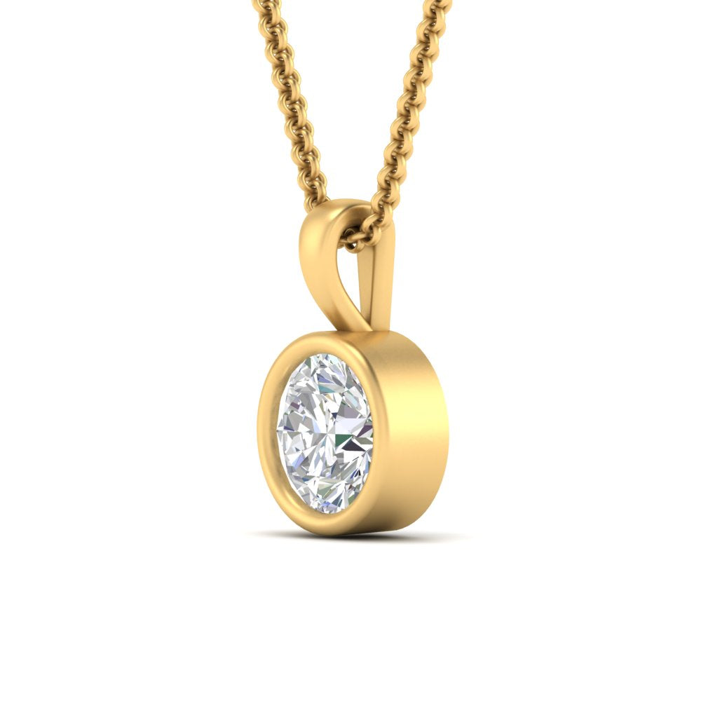 Round Lab Diamond Bezel Solitaire Pendant For Women