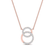 0.15 Ctw Lab Double Diamond Circle Pendant Necklace For Women 14K Gold