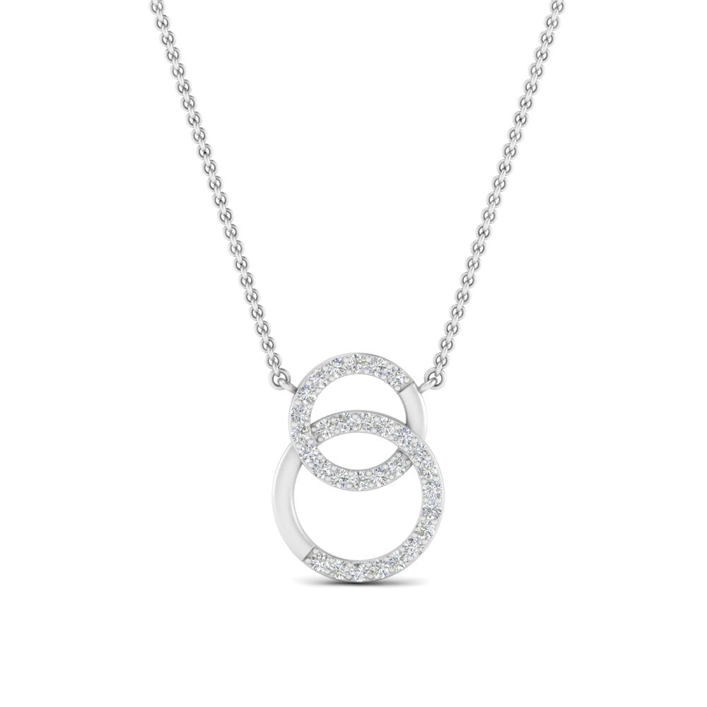 Double Circle Lab Diamond Pendant For Women 14K Gold