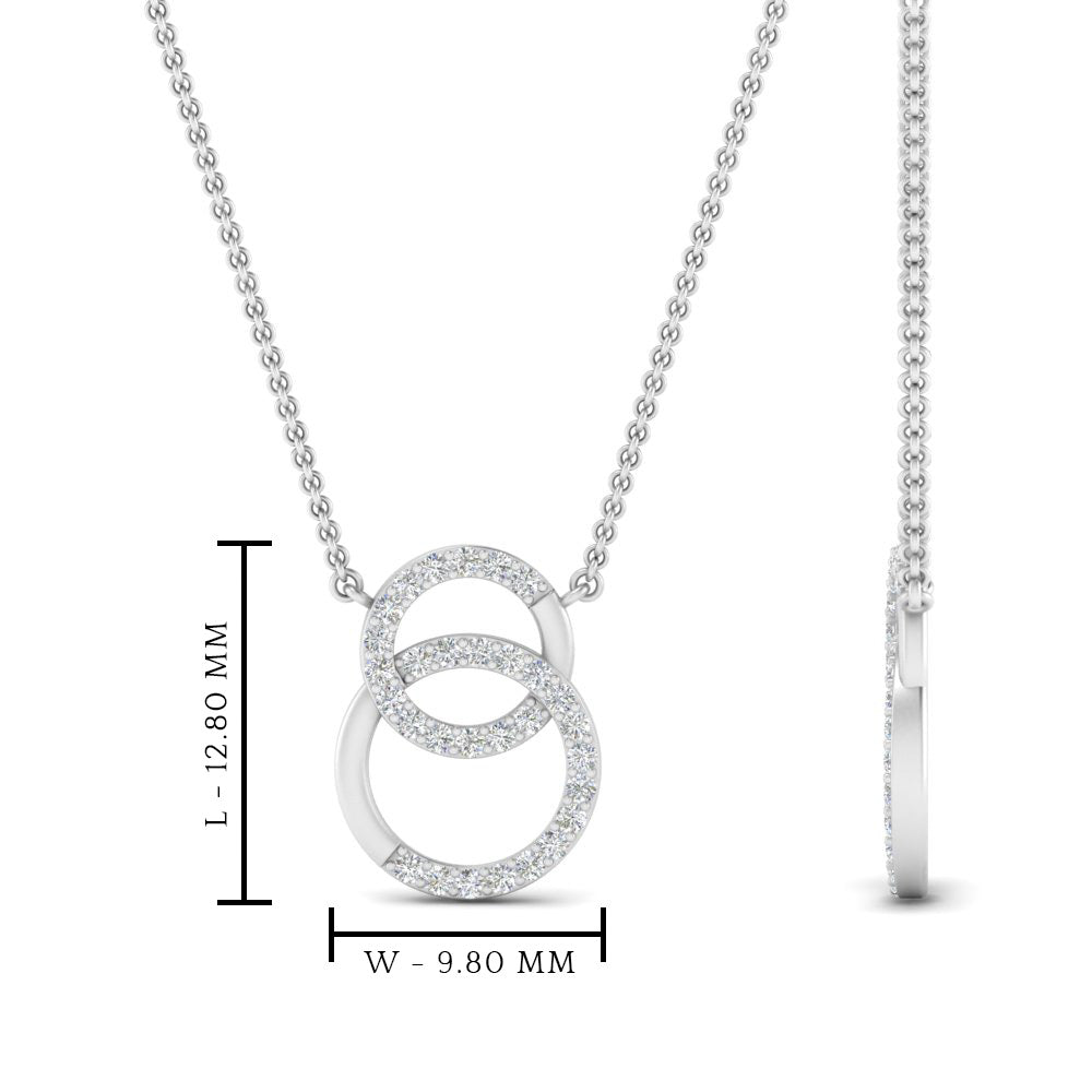 Double Circle Lab Diamond Pendant For Women 14K Gold