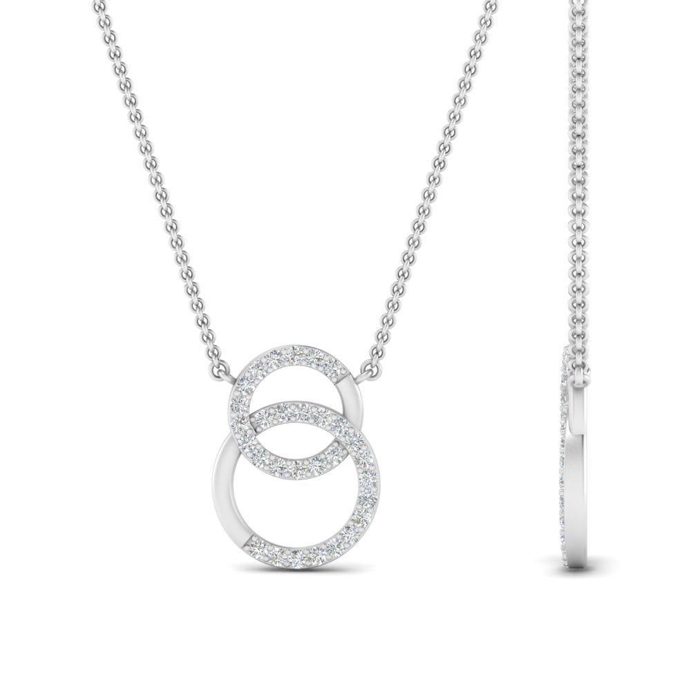 Double Circle Lab Diamond Pendant For Women 14K Gold