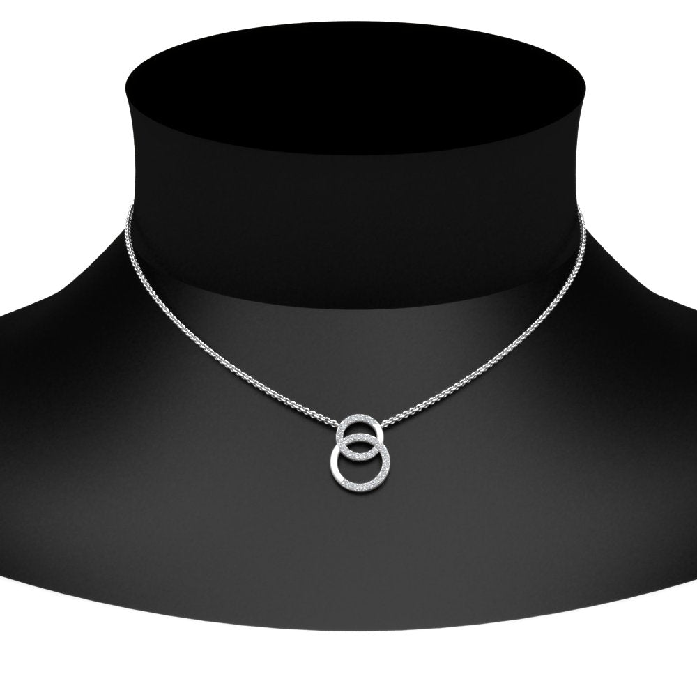 Double Circle Lab Diamond Pendant For Women 14K Gold