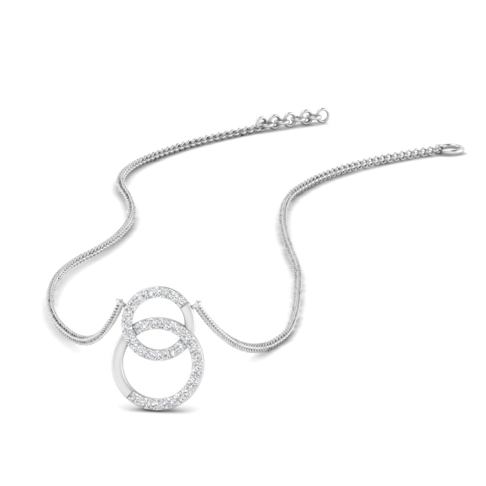 Double Circle Lab Diamond Pendant For Women 14K Gold