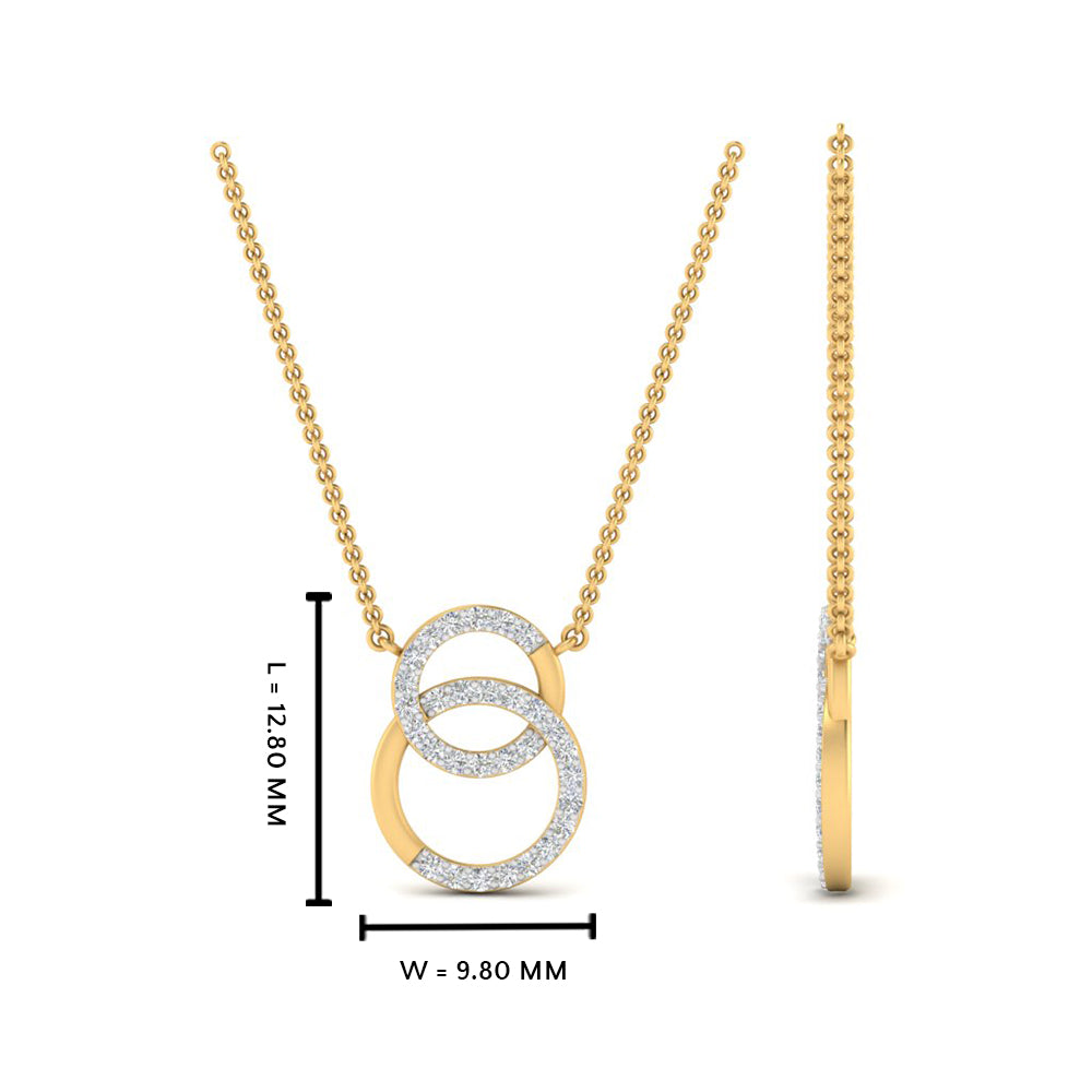 Double Circle Lab Diamond Pendant For Women 14K Gold